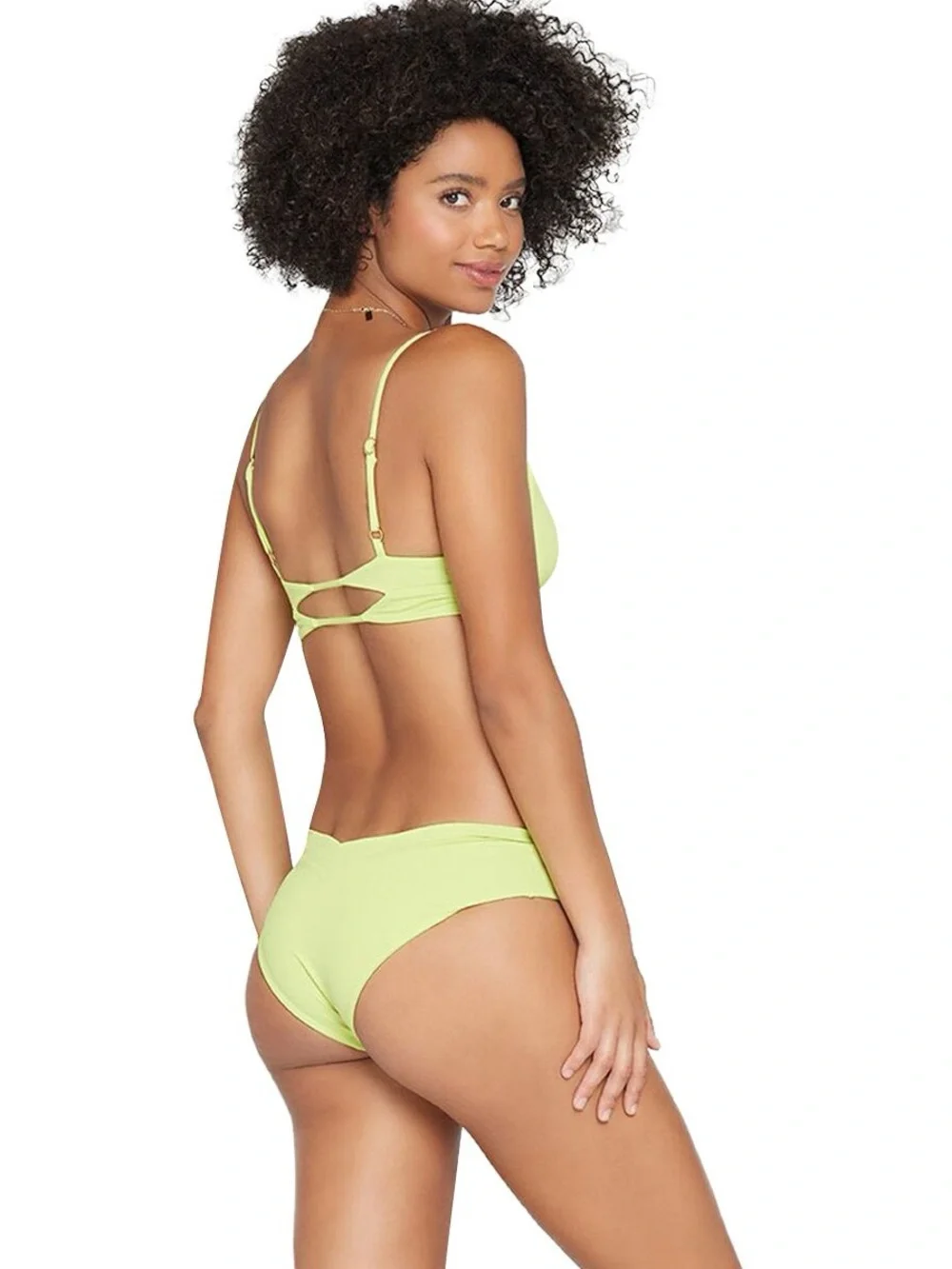 NWT L*Space Pratt V-Waist Bikini Bottom Kiwi Lime Green Size Small